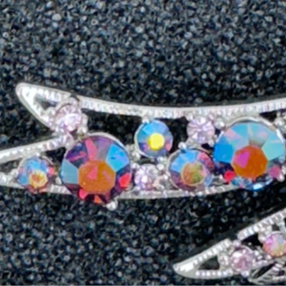 Vintage 4 inch Bow Brooch with Coloured Stones - Picture 6 of 10